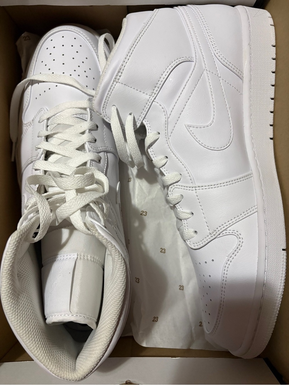 Size 14 Nike Air Jordan 1 mid “triple white” new in box